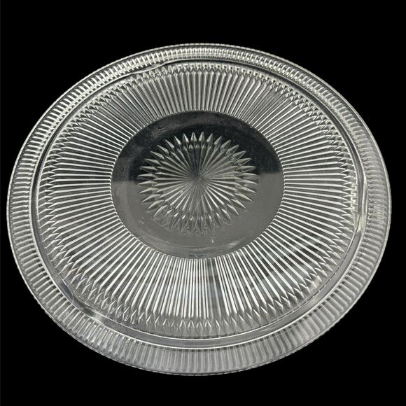 Jeanette Anniversary Footed Cake Plate Clear Depression Glass 1940s Vintage - Picture 1 of 3
